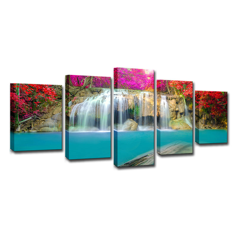 Cascade with Flower Blossom Canvas Modern Multi-Piece Girls Bedroom Wall Art Decor Clearhalo 'Art Gallery' 'Canvas Art' 'Contemporary Art Gallery' 'Modern' Arts' 1614251