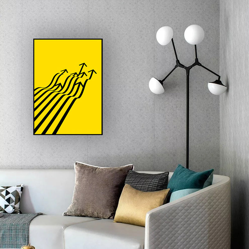 Minimalism Arrows Wall Decor Yellow and Black Textured Canvas Wall Art for Living Room - Yellow - Clearhalo - 'Arts' - 'Canvas Art' - 1614283