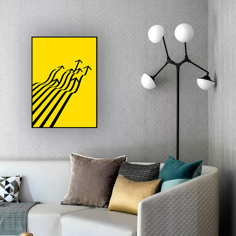 Minimalism Arrows Wall Decor Yellow and Black Textured Canvas Wall Art for Living Room Yellow Clearhalo 'Arts' 'Canvas Art' 1614283