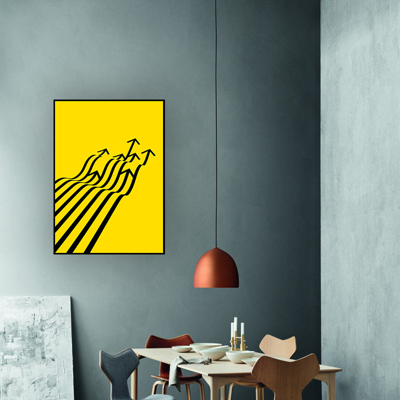 Minimalism Arrows Wall Decor Yellow and Black Textured Canvas Wall Art for Living Room Clearhalo 'Arts' 'Canvas Art' 1614284