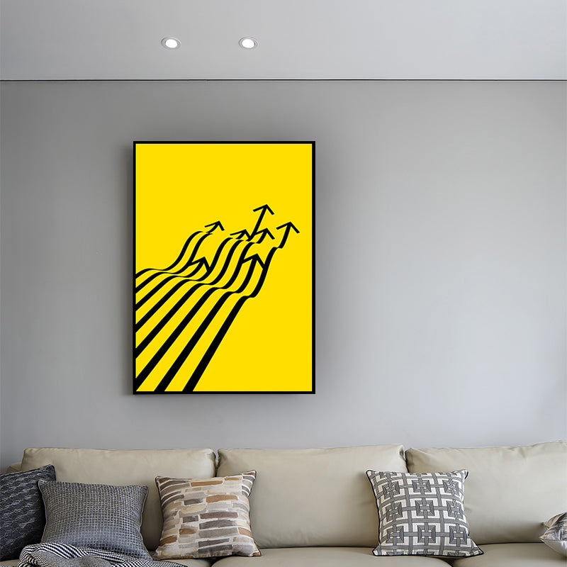 Minimalism Arrows Wall Decor Yellow and Black Textured Canvas Wall Art for Living Room Clearhalo 'Arts' 'Canvas Art' 1614285