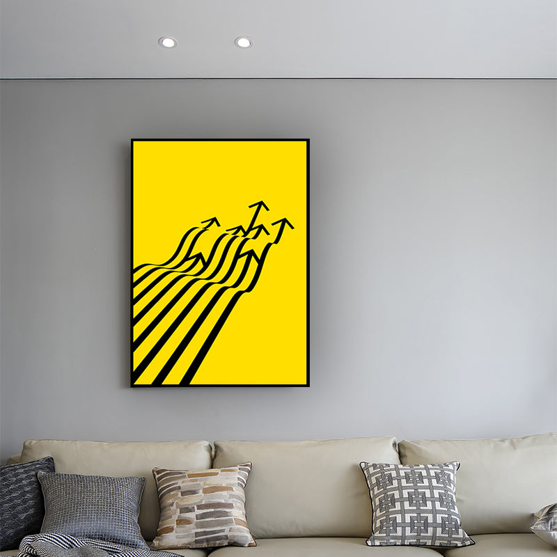Minimalism Arrows Wall Decor Yellow and Black Textured Canvas Wall Art for Living Room - Clearhalo - 'Arts' - 'Canvas Art' - 1614285
