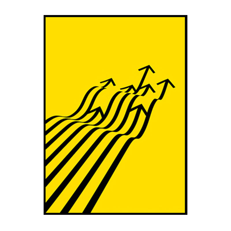 Minimalism Arrows Wall Decor Yellow and Black Textured Canvas Wall Art for Living Room Clearhalo 'Arts' 'Canvas Art' 1614286