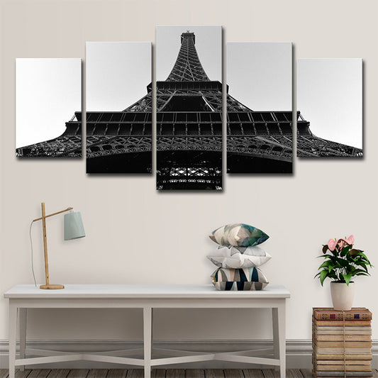 Eiffel Tower Front View Canvas Global Inspired Multi-Piece Wall Art Print in Black Black Clearhalo 'Art Gallery' 'Canvas Art' 'Contemporary Art Gallery' 'Modern' Arts' 1614304