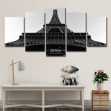 Eiffel Tower Front View Canvas Global Inspired Multi-Piece Wall Art Print in Black Black
