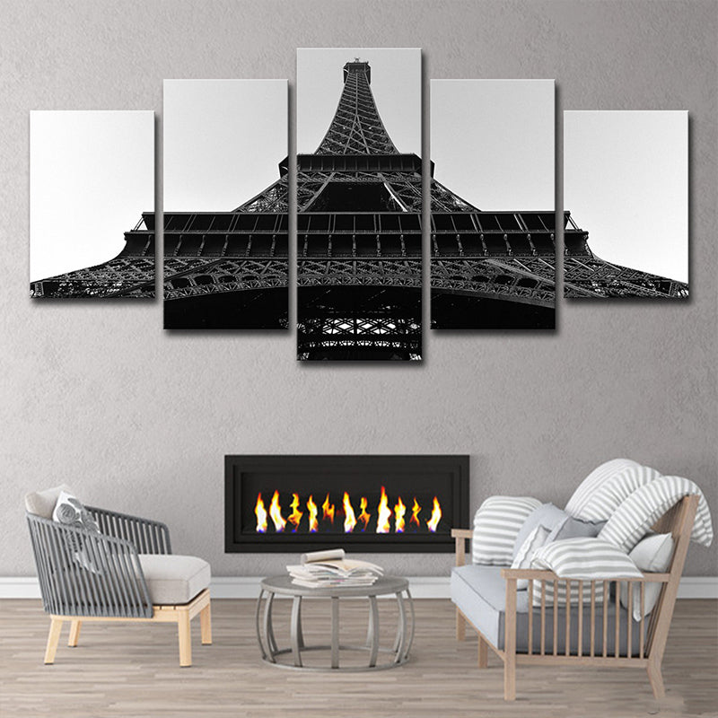 Eiffel Tower Front View Canvas Global Inspired Multi-Piece Wall Art Print in Black Clearhalo 'Art Gallery' 'Canvas Art' 'Contemporary Art Gallery' 'Modern' Arts' 1614305