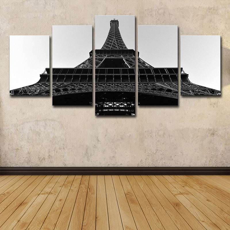 Eiffel Tower Front View Canvas Global Inspired Multi-Piece Wall Art Print in Black Clearhalo 'Art Gallery' 'Canvas Art' 'Contemporary Art Gallery' 'Modern' Arts' 1614306