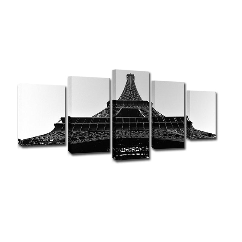 Eiffel Tower Front View Canvas Global Inspired Multi-Piece Wall Art Print in Black Clearhalo 'Art Gallery' 'Canvas Art' 'Contemporary Art Gallery' 'Modern' Arts' 1614307