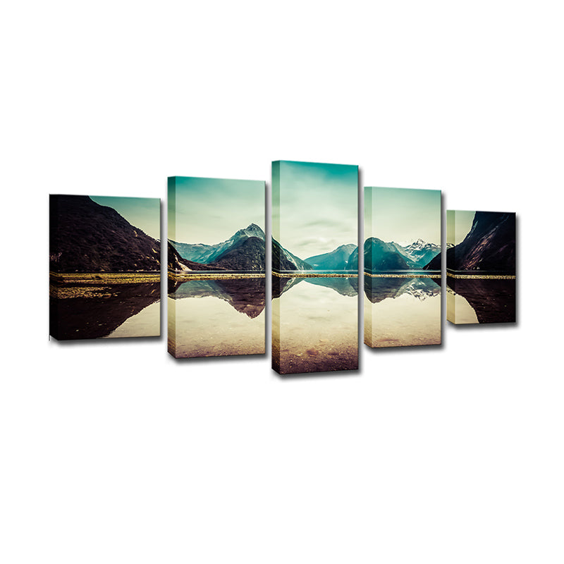 Blue Milford Sound Landscape Canvas Multiple-Piece Wall Art for Living Room Clearhalo 'Art Gallery' 'Canvas Art' 'Coastal Art Gallery' 'Nautical' Arts' 1614314