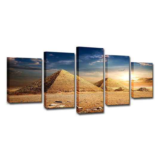 Modern Egypt Pyramids Wall Art Canvas Multi-Piece Brown Wall Decor for Room Clearhalo 'Art Gallery' 'Canvas Art' 'Contemporary Art Gallery' 'Modern' Arts' 1614328