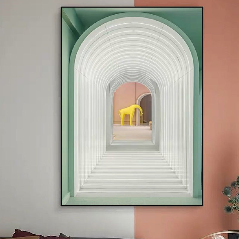 Modern Canvas Art Light-Color Animal in Arch Hallway Wall Decoration for Corridor Green Clearhalo 'Art Gallery' 'Canvas Art' 'Contemporary Art Gallery' 'Modern' Arts' 1614353