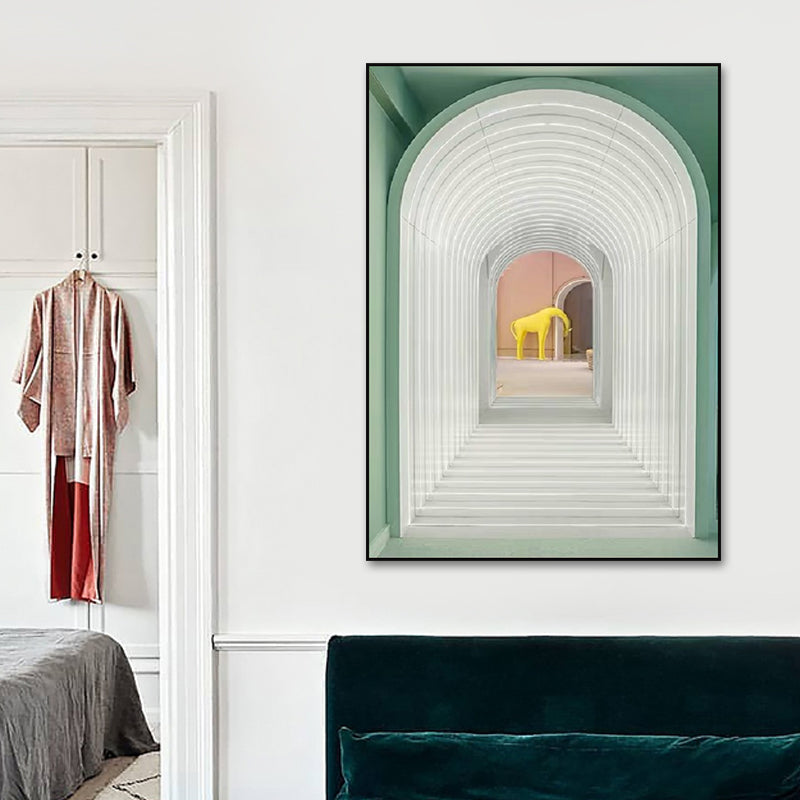 Modern Canvas Art Light-Color Animal in Arch Hallway Wall Decoration for Corridor Clearhalo 'Art Gallery' 'Canvas Art' 'Contemporary Art Gallery' 'Modern' Arts' 1614354