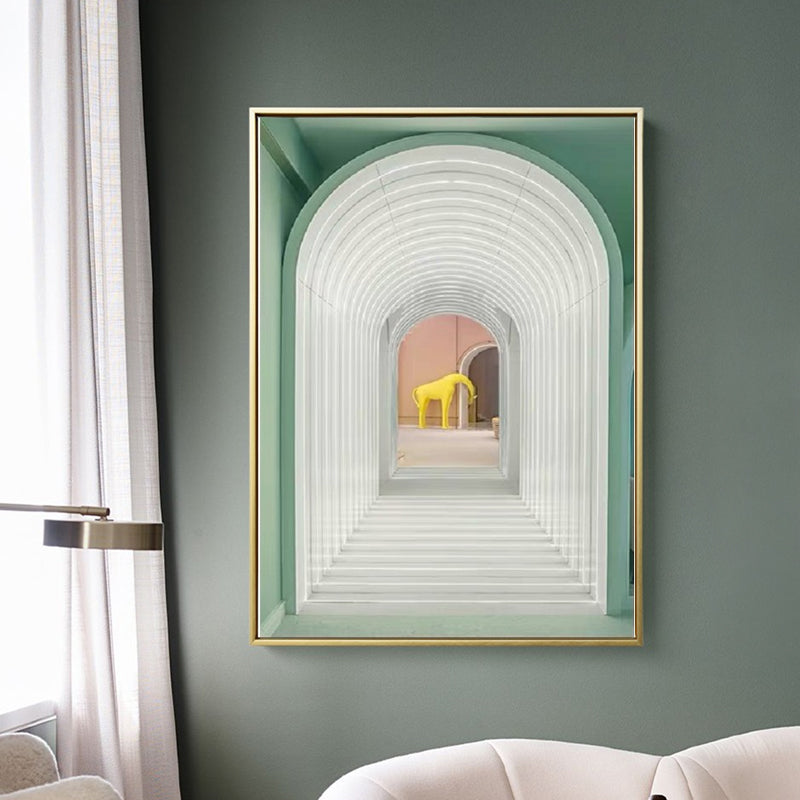 Modern Canvas Art Light-Color Animal in Arch Hallway Wall Decoration for Corridor Clearhalo 'Art Gallery' 'Canvas Art' 'Contemporary Art Gallery' 'Modern' Arts' 1614355