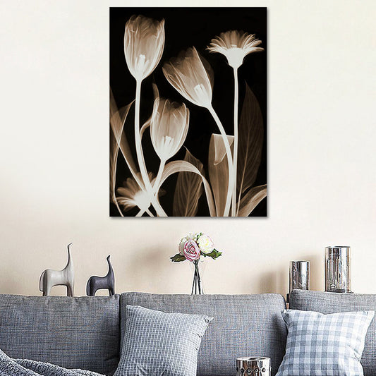 Farmhouse Flowers Wall Decor Black Living Room Canvas Wall Art, Textured Surface Black Design 1 Clearhalo 'Art Gallery' 'Canvas Art' 'Country Art Gallery' 'French Country' 'Rustic' Arts' 1614388