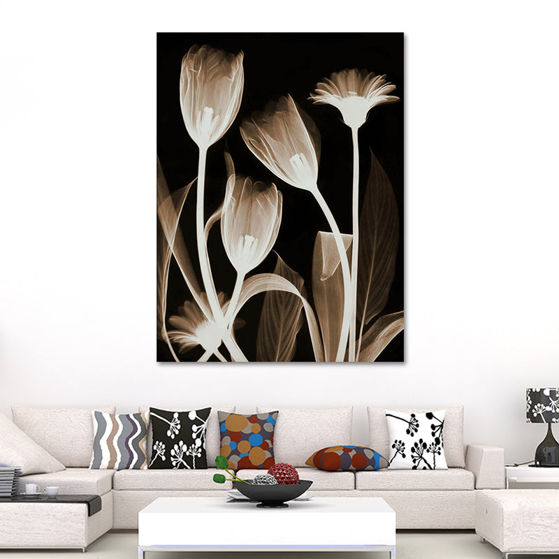 Farmhouse Flowers Wall Decor Black Living Room Canvas Wall Art, Textured Surface Clearhalo 'Art Gallery' 'Canvas Art' 'Country Art Gallery' 'French Country' 'Rustic' Arts' 1614389