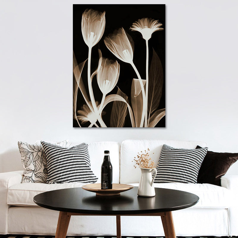 Farmhouse Flowers Wall Decor Black Living Room Canvas Wall Art, Textured Surface Clearhalo 'Art Gallery' 'Canvas Art' 'Country Art Gallery' 'French Country' 'Rustic' Arts' 1614390