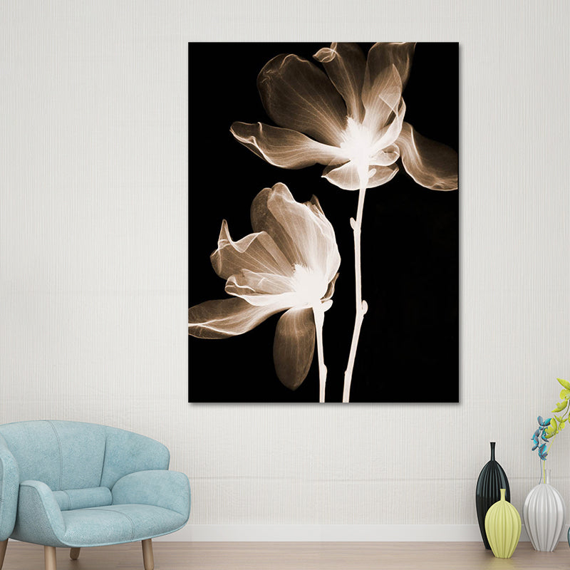 Farmhouse Flowers Wall Decor Black Living Room Canvas Wall Art, Textured Surface Black Design 3 Clearhalo 'Art Gallery' 'Canvas Art' 'Country Art Gallery' 'French Country' 'Rustic' Arts' 1614402