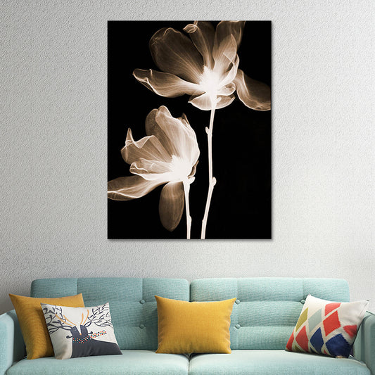 Farmhouse Flowers Wall Decor Black Living Room Canvas Wall Art, Textured Surface Clearhalo 'Art Gallery' 'Canvas Art' 'Country Art Gallery' 'French Country' 'Rustic' Arts' 1614403