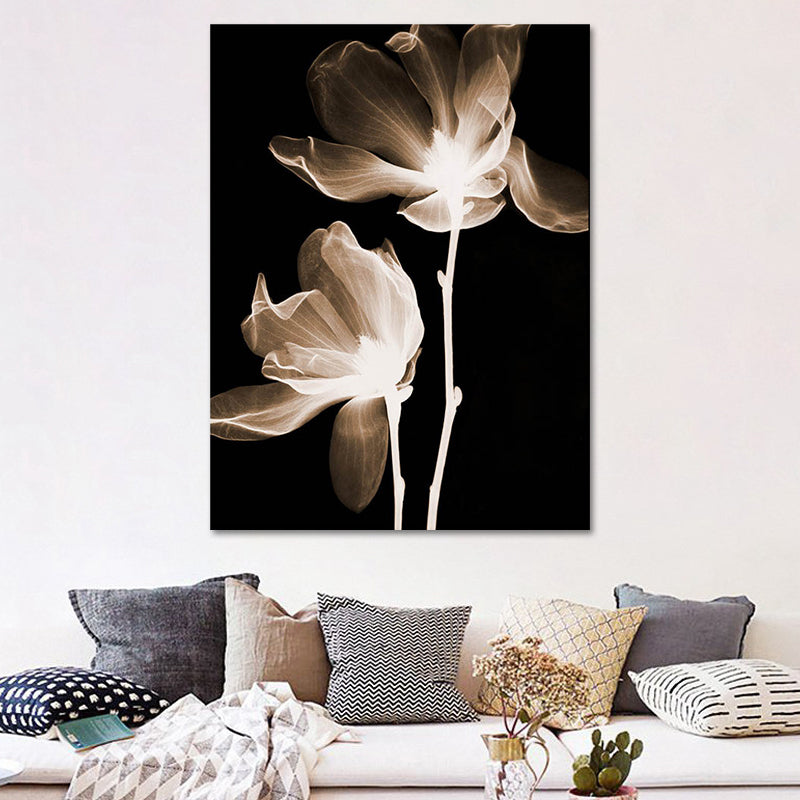 Farmhouse Flowers Wall Decor Black Living Room Canvas Wall Art, Textured Surface Clearhalo 'Art Gallery' 'Canvas Art' 'Country Art Gallery' 'French Country' 'Rustic' Arts' 1614404