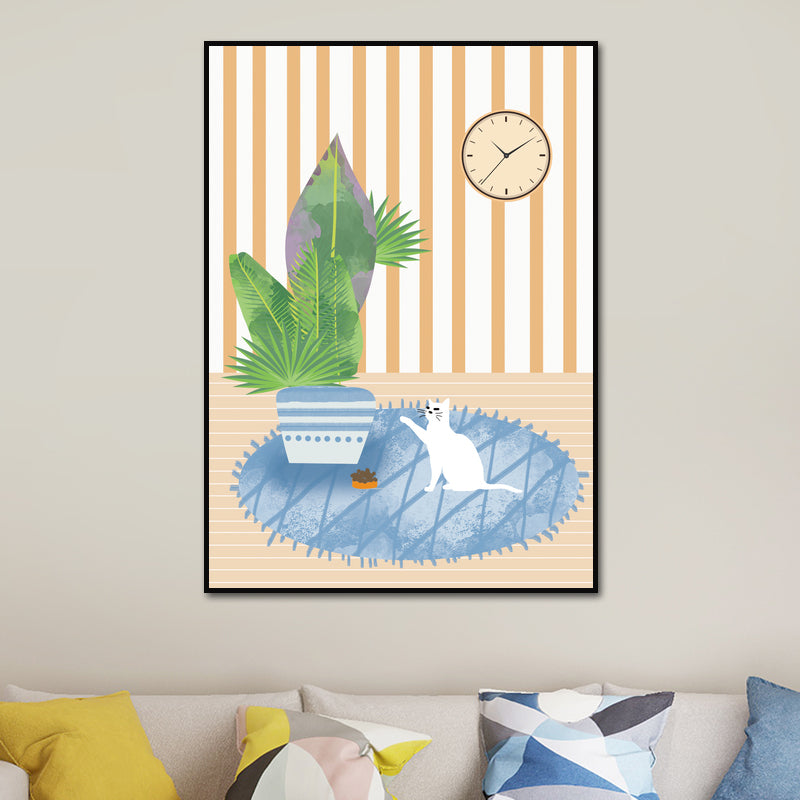 Light Color Kids Canvas Print Kitten Playing on the Carpet Wall Art Decor Above Bed Clearhalo 'Art Gallery' 'Canvas Art' 'Kids' Arts' 1614421