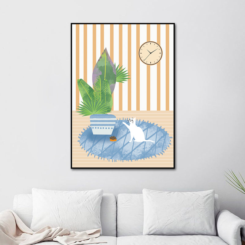 Light Color Kids Canvas Print Kitten Playing on the Carpet Wall Art Decor Above Bed Clearhalo 'Art Gallery' 'Canvas Art' 'Kids' Arts' 1614422