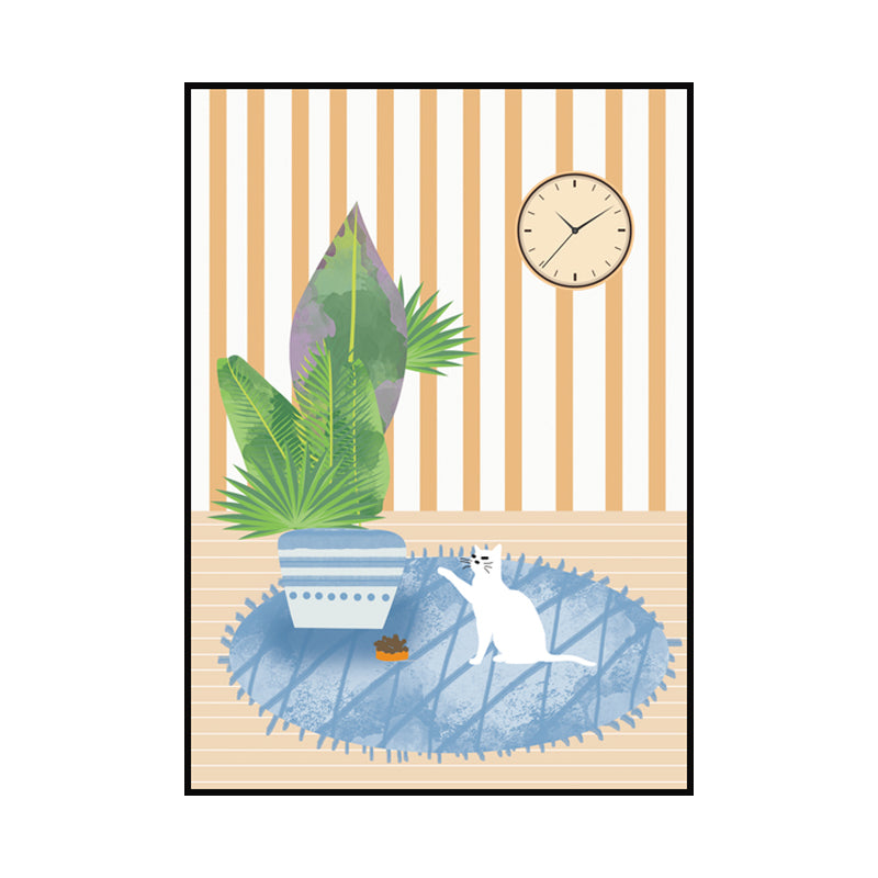 Light Color Kids Canvas Print Kitten Playing on the Carpet Wall Art Decor Above Bed Clearhalo 'Art Gallery' 'Canvas Art' 'Kids' Arts' 1614423