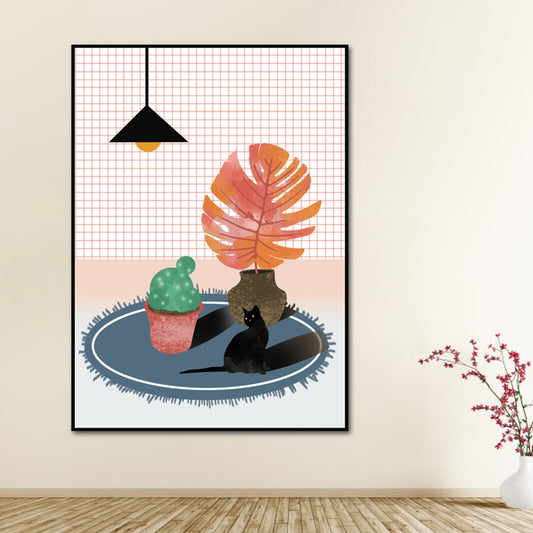 Light Color Kids Canvas Print Kitten Playing on the Carpet Wall Art Decor Above Bed Clearhalo 'Art Gallery' 'Canvas Art' 'Kids' Arts' 1614428