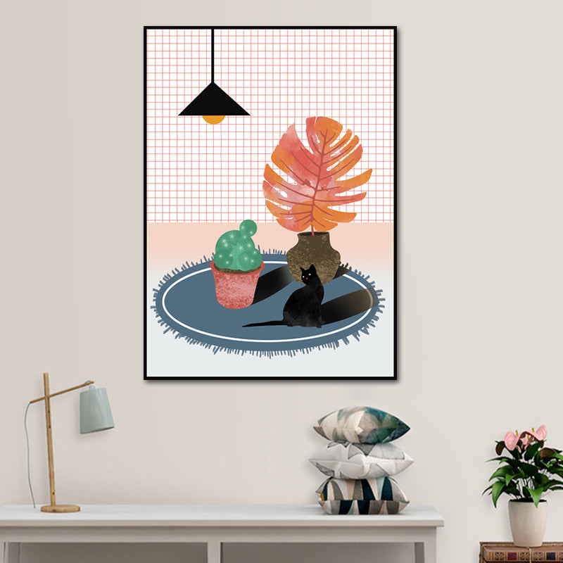 Light Color Kids Canvas Print Kitten Playing on the Carpet Wall Art Decor Above Bed Clearhalo 'Art Gallery' 'Canvas Art' 'Kids' Arts' 1614429