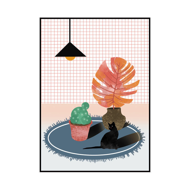 Light Color Kids Canvas Print Kitten Playing on the Carpet Wall Art Decor Above Bed Clearhalo 'Art Gallery' 'Canvas Art' 'Kids' Arts' 1614430