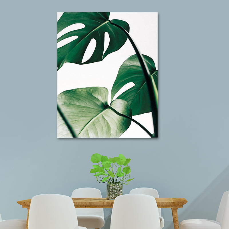 Textured Monstera Leaves Wall Decor Tropical Canvas Wall Art for Living Room Dark Green Clearhalo 'Art Gallery' 'Canvas Art' 'Contemporary Art Gallery' 'Modern' Arts' 1614483