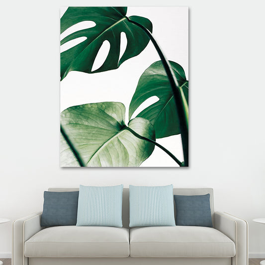 Textured Monstera Leaves Wall Decor Tropical Canvas Wall Art for Living Room Clearhalo 'Art Gallery' 'Canvas Art' 'Contemporary Art Gallery' 'Modern' Arts' 1614484