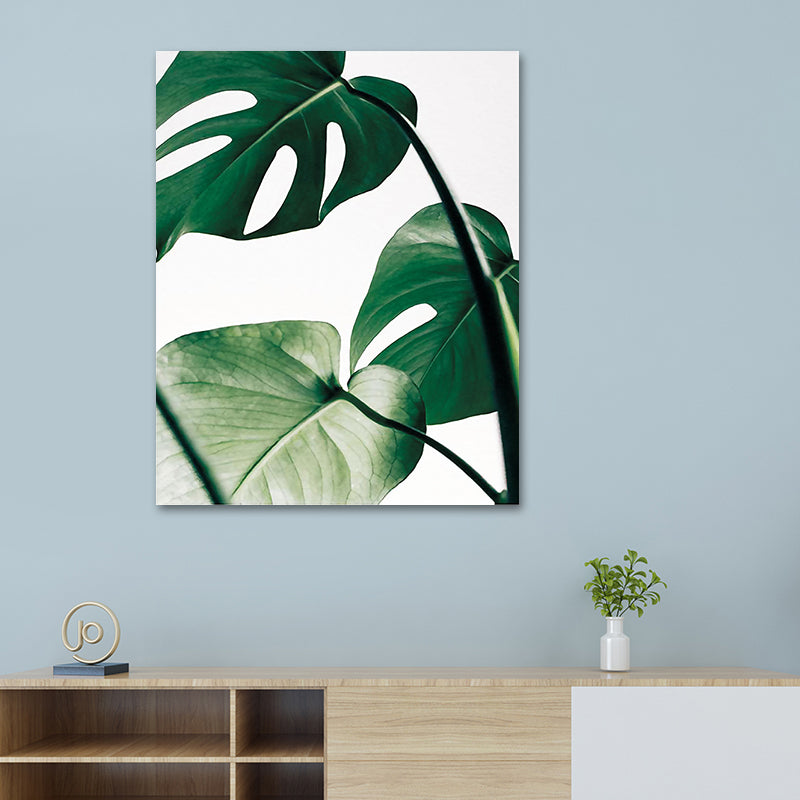 Textured Monstera Leaves Wall Decor Tropical Canvas Wall Art for Living Room Clearhalo 'Art Gallery' 'Canvas Art' 'Contemporary Art Gallery' 'Modern' Arts' 1614485