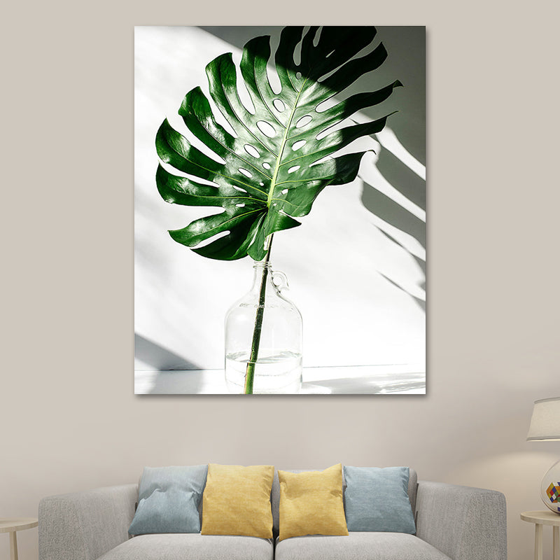 Textured Monstera Leaves Wall Decor Tropical Canvas Wall Art for Living Room Clearhalo 'Art Gallery' 'Canvas Art' 'Contemporary Art Gallery' 'Modern' Arts' 1614494