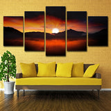 Orange Modern Style Canvas Sun Behind Mountain Nightfall Scenery Wall Art for House Orange Clearhalo 'Art Gallery' 'Canvas Art' 'Contemporary Art Gallery' 'Modern' Arts' 1614515
