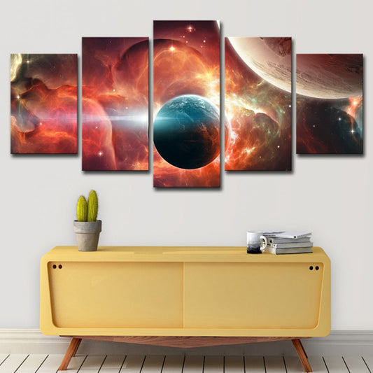 Red Universe Planet Wall Art Multi-Piece Science Fictional Kids Room Canvas Print Red Clearhalo 'Art Gallery' 'Canvas Art' 'Kids' Arts' 1614529