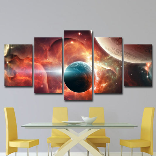 Red Universe Planet Wall Art Multi-Piece Science Fictional Kids Room Canvas Print Clearhalo 'Art Gallery' 'Canvas Art' 'Kids' Arts' 1614530