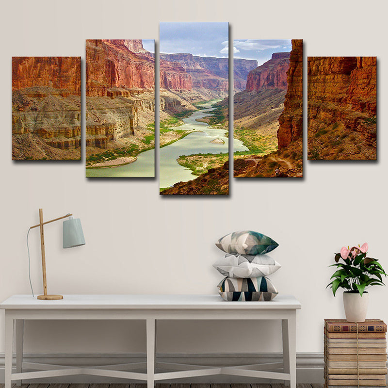 Brown Grand Canyon Canvas Landscape Modern Multi-Piece Wall Art for Parlor Brown Clearhalo 'Art Gallery' 'Canvas Art' 'Contemporary Art Gallery' 'Modern' Arts' 1614543
