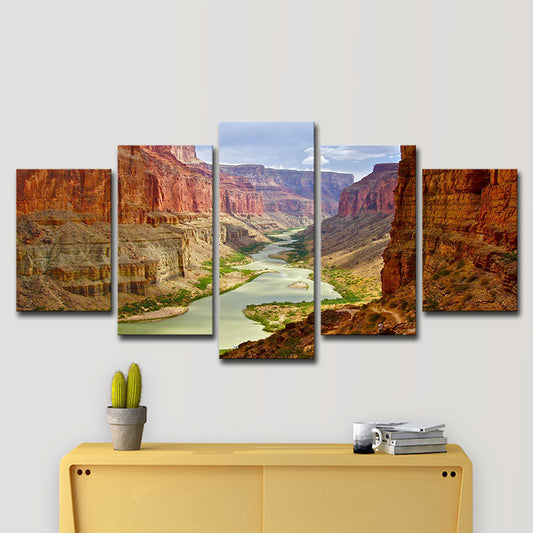 Brown Grand Canyon Canvas Landscape Modern Multi-Piece Wall Art for Parlor Clearhalo 'Art Gallery' 'Canvas Art' 'Contemporary Art Gallery' 'Modern' Arts' 1614544