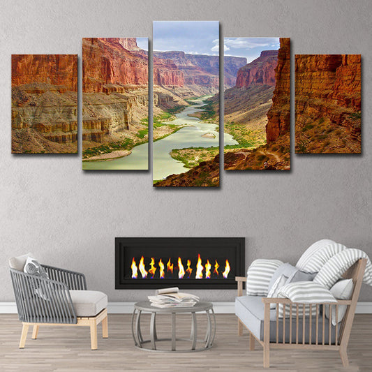Brown Grand Canyon Canvas Landscape Modern Multi-Piece Wall Art for Parlor Clearhalo 'Art Gallery' 'Canvas Art' 'Contemporary Art Gallery' 'Modern' Arts' 1614545