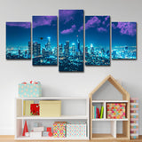 Blue San Francisco Canvas Art Night City Landscape Urban Multi-Piece Wall Decor for Room Clearhalo 'Art Gallery' 'Canvas Art' 'Contemporary Art Gallery' 'Modern' Arts' 1614552