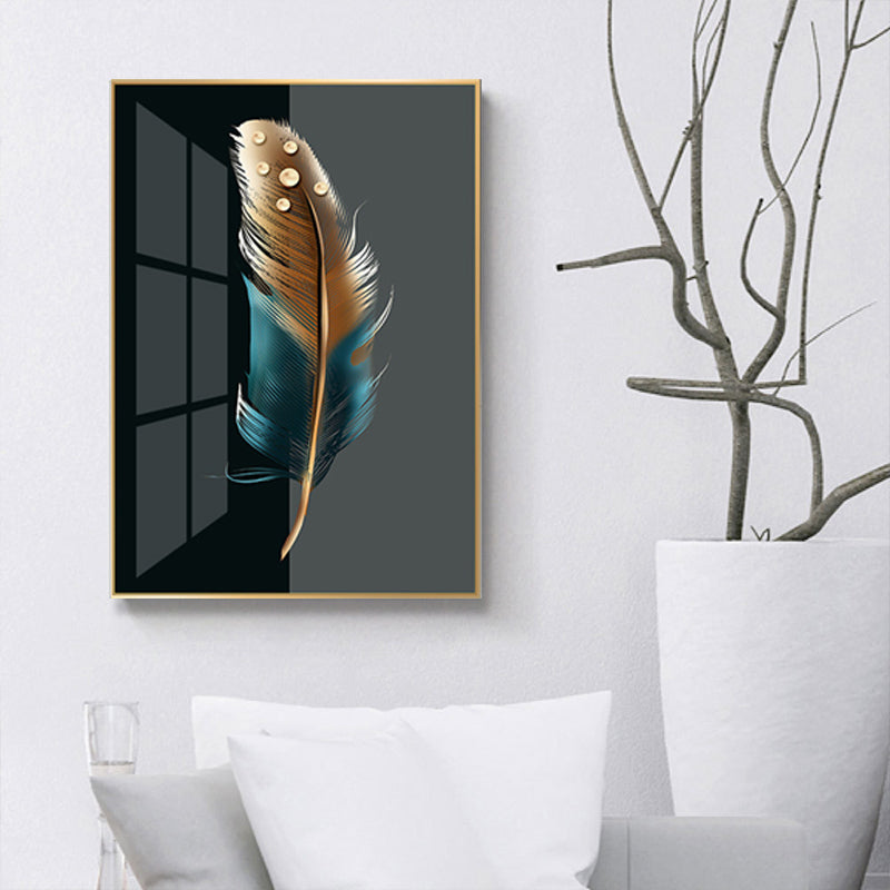 Digitale kunst veer bedrukt canvas voor woonkamer, donkere kleur, gestructureerd oppervlak