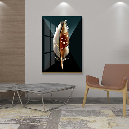 Digital Art Feather Printed Canvas for Living Room, Dark Color, Textured Surface Brown Design 2 Clearhalo 'Arts' 'Canvas Art' 1614564