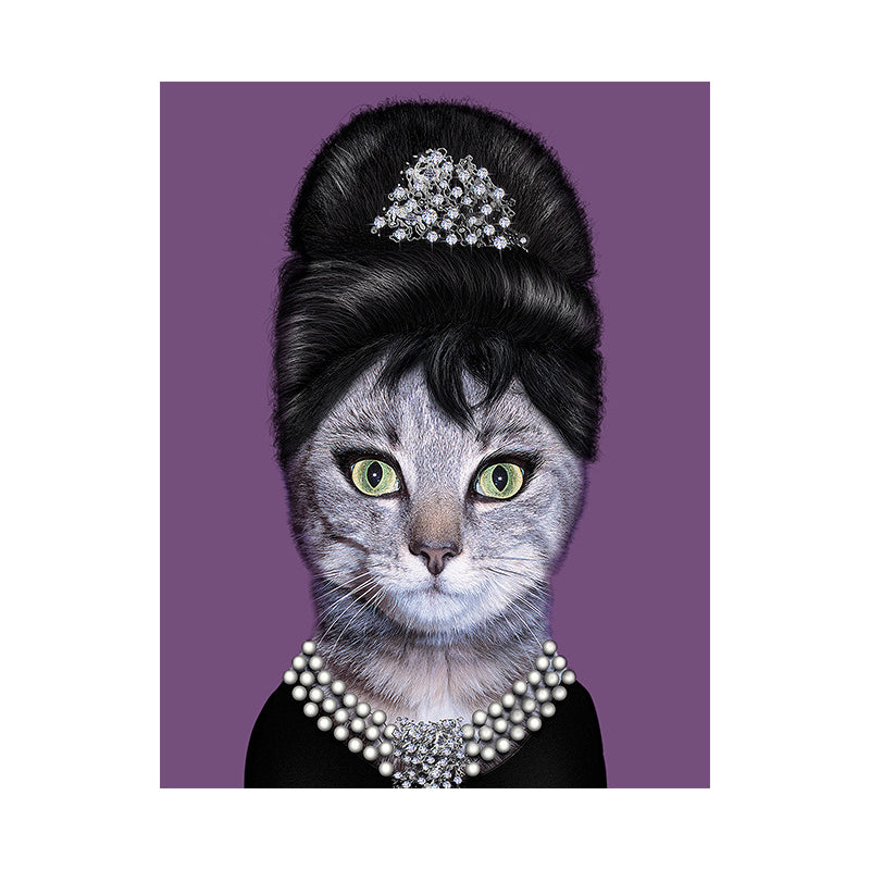 Funny Animal Superstar Wall Art Print for Sitting Room, Dark Color, Textured Surface Clearhalo 'Art Gallery' 'Canvas Art' 'Kids' Arts' 1614588