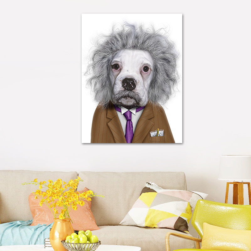 Funny Animal Superstar Wall Art Print for Sitting Room, Dark Color, Textured Surface Brown Clearhalo 'Art Gallery' 'Canvas Art' 'Kids' Arts' 1614592