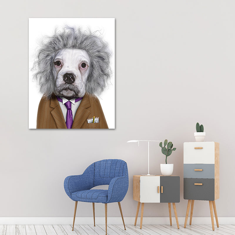Funny Animal Superstar Wall Art Print for Sitting Room, Dark Color, Textured Surface Clearhalo 'Art Gallery' 'Canvas Art' 'Kids' Arts' 1614594