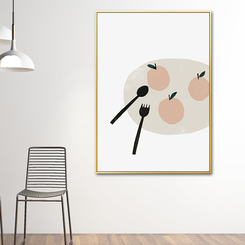 Minimalist Food Painting Wall Art Light-Color Textured Canvas Print for Dining Room White Clearhalo 'Art Gallery' 'Canvas Art' 'Kids' Arts' 1614640