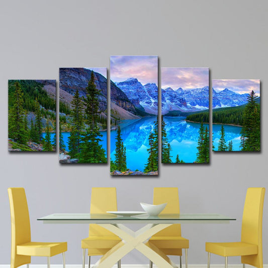 Banff National Park Scenery Canvas Art Blue Global Inspired Wall Decor for Dining Room Clearhalo 'Art Gallery' 'Canvas Art' 'Contemporary Art Gallery' 'Modern' Arts' 1614648