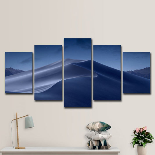 Blue Desert Dunes Night Canvas Print Multi-Piece Wall Art for Sitting Room Clearhalo 'Art Gallery' 'Canvas Art' 'Contemporary Art Gallery' 'Modern' Arts' 1614684