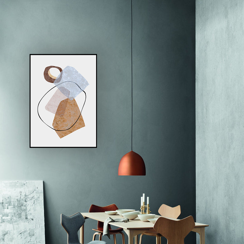 Geometry Wall Art Print Pastel Color Nordic Style Canvas for Living Room, Textured Brown Clearhalo 'Arts' 'Canvas Art' 1614739