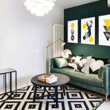 Illustration Simplicity Wall Art Set with Elk and Geometric Pattern in Black-Yellow Clearhalo 'Arts' 'Canvas Art' 1614754